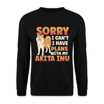 Je ne peux pas avoir de plans avec mon Akita Inu - Sweat-shirt Unisexe - noir - Devant - Alina (178cm) & Michal (187cm)