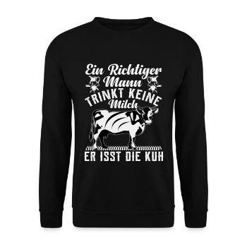Kuh Grillmeister BBQ Grillen Fleisch Steak Spruch - Unisex Pullover - Schwarz - Vorne - Alina (178cm) & Michal (187cm)