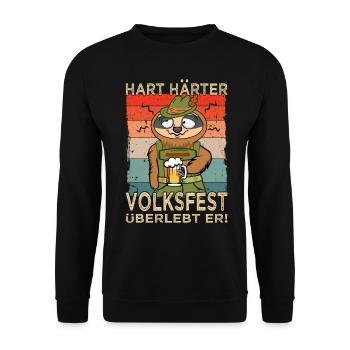 Volksfest - Sloth in traditional costume - Beer saying - Unisex Sweatshirt - black - Front - Alina (178cm) & Michal (187cm)