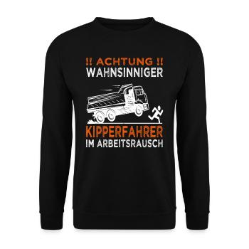 Achtung Kipperfahrer - Kipper - Muldenkipper - Unisex Pullover - Schwarz - Vorne - Alina (178cm) & Michal (187cm)