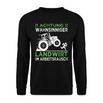Achtung wahnsinniger Landwirt - Traktoren, Bauern - Unisex Pullover - Schwarz - Vorne - Alina (178cm) & Michal (187cm)