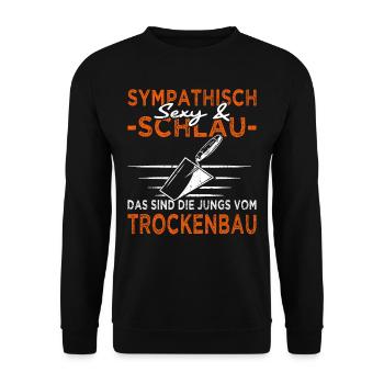 Trockenbau - Innenausbau - Stuckateur - Hausbau - Unisex Pullover - Schwarz - Vorne - Alina (178cm) & Michal (187cm)