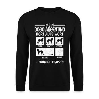 Dogo Argentino Hundetricks Argentinien Dogge - Unisex Pullover - Schwarz - Vorne - Alina (178cm) & Michal (187cm)