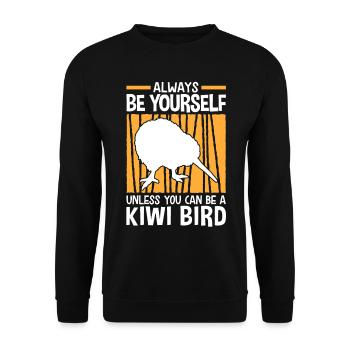 Sei ein Kiwi Vogel Neuseeland Schnepfenstrauß - Unisex Pullover - Schwarz - Vorne - Alina (178cm) & Michal (187cm)