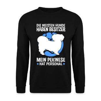 Mein Pekinese hat Personal Peking-Palasthund - Unisex Pullover - Schwarz - Vorne - Alina (178cm) & Michal (187cm)