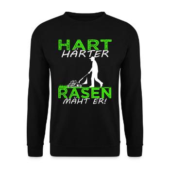 Rasen mähen - Rasenpflege - Gärtner - Platzwart - Unisex Pullover - Schwarz - Vorne - Alina (178cm) & Michal (187cm)