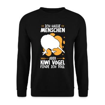 Kiwi Vögel finde ich toll Neuseeland - Unisex Pullover - Schwarz - Vorne - Alina (178cm) & Michal (187cm)
