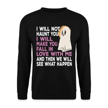 I Will Make You Fall In Love With Me Halloween - Unisex Pullover - Schwarz - Vorne - Alina (178cm) & Michal (187cm)