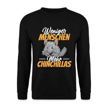 Weniger Menschen mehr Chinchillas - Unisex Pullover - Schwarz - Vorne - Alina (178cm) & Michal (187cm)