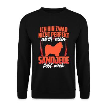 Samojede liebt mich Samojedenspitz Samojede - Unisex Pullover - Schwarz - Vorne - Alina (178cm) & Michal (187cm)