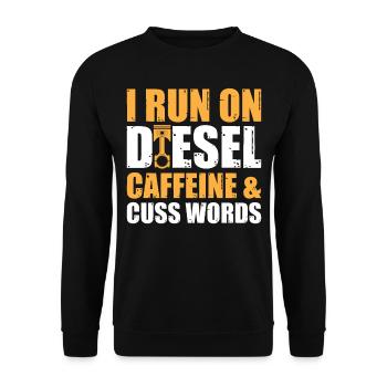 Mechanic Car Garage - Run On Diesel, Caffeine and - Unisex Pullover - Schwarz - Vorne - Alina (178cm) & Michal (187cm)