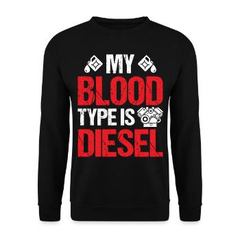 Mechanic Car Garage - My Blood Type Is Diesel - Unisex Pullover - Schwarz - Vorne - Alina (178cm) & Michal (187cm)