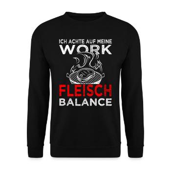 Fleisch - Grillen - Steak - Metzger - Unisex Pullover - Schwarz - Vorne - Alina (178cm) & Michal (187cm)
