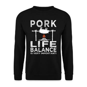 Viande - Grillades - Steak - Boucherie - Sweat-shirt Unisexe - noir - Devant - Alina (178cm) & Michal (187cm)