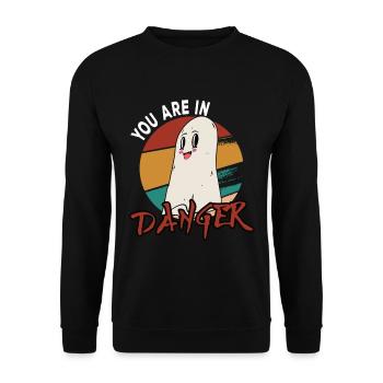 You are in Danger Halloween Party Ghost - Unisex Sweatshirt - black - Front - Alina (178cm) & Michal (187cm)