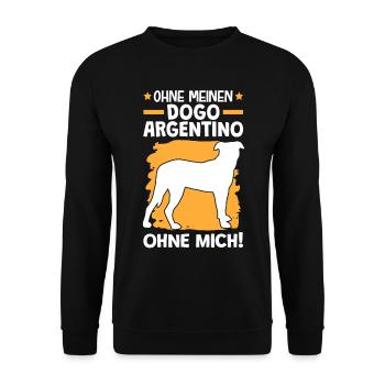 Ohne meinen Dogo Argentino ohne mich - Unisex Pullover - Schwarz - Vorne - Alina (178cm) & Michal (187cm)