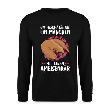 Mädchen mit Ameisenbär Südamerika Ameisenfresser - Unisex Pullover - Schwarz - Vorne - Alina (178cm) & Michal (187cm)