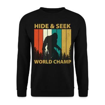 Hide And Seek World Champion - Sasquatch Bigfoot - Unisex Sweatshirt - black - Front - Alina (178cm) & Michal (187cm)