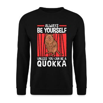 Sei immer ein Quokka australisches Beuteltier - Unisex Pullover - Schwarz - Vorne - Alina (178cm) & Michal (187cm)