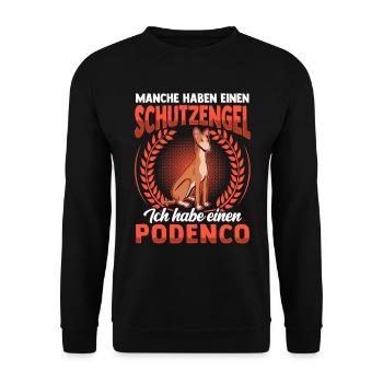 Podenco mein Schutzengel spanischer Podenco - Unisex Pullover - Schwarz - Vorne - Alina (178cm) & Michal (187cm)