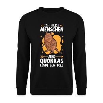 Quokkas finde ich toll Beuteltier Quokka - Unisex Pullover - Schwarz - Vorne - Alina (178cm) & Michal (187cm)