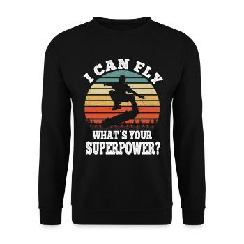 Skateboarding I Can Fly What is your superpower? - Unisex Sweatshirt - black - Front - Alina (178cm) & Michal (187cm)