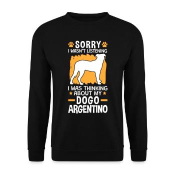 J’ai pensé à mon Dogo Argentino - Sweat-shirt Unisexe - noir - Devant - Alina (178cm) & Michal (187cm)