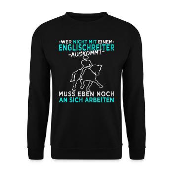 Dressurreiten, Dressurpferd, Dressur Pferdemädchen - Unisex Pullover - Schwarz - Vorne - Alina (178cm) & Michal (187cm)