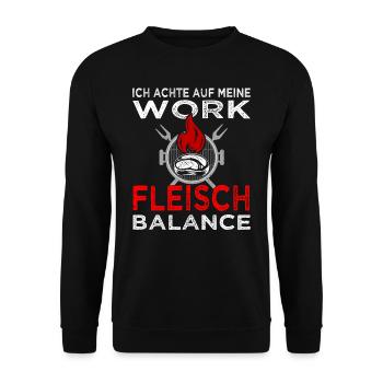 Fleisch - Grillen - Steak - Metzger - Unisex Pullover - Schwarz - Vorne - Alina (178cm) & Michal (187cm)