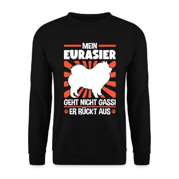 Eurasier Gassi gehen Eurasian Dog - Unisex Pullover - Schwarz - Vorne - Alina (178cm) & Michal (187cm)