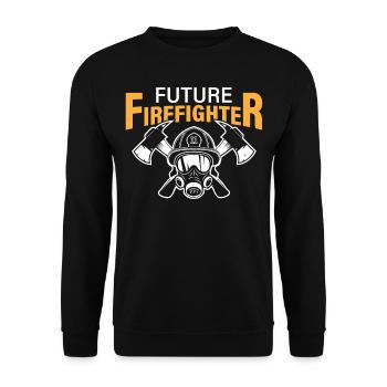 Future Firefighter Fire Truck - Unisex Pullover - Schwarz - Vorne - Alina (178cm) & Michal (187cm)