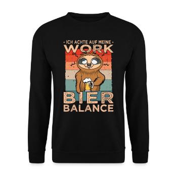 Work Bier Balance Faultier mit Bier - Volksfest - Unisex Pullover - Schwarz - Vorne - Alina (178cm) & Michal (187cm)