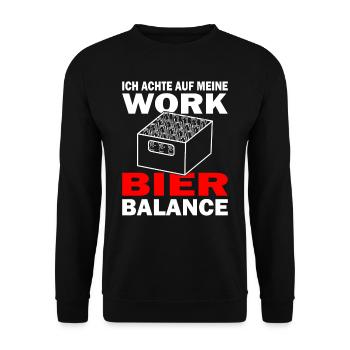 Achte auf meine Work Bier Balance - Bier Liebhaber - Unisex Pullover - Schwarz - Vorne - Alina (178cm) & Michal (187cm)