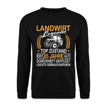 Landwirt Legende Top Zustand erst 45 Jahre alt - Unisex Pullover - Schwarz - Vorne - Alina (178cm) & Michal (187cm)