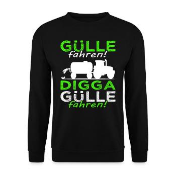 Gülle fahren Digga Gülle fahren - Landwirt Sprüche - Unisex Pullover - Schwarz - Vorne - Alina (178cm) & Michal (187cm)
