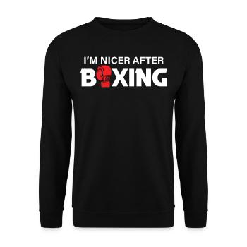 Boxe Kickboxing - Je suis plus gentil après la boxe - Sweat-shirt Unisexe - noir - Devant - Alina (178cm) & Michal (187cm)