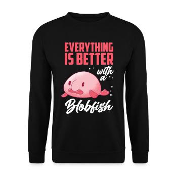 Blobfish tout est mieux drôle blobfish - Sweat-shirt Unisexe - noir - Devant - Alina (178cm) & Michal (187cm)