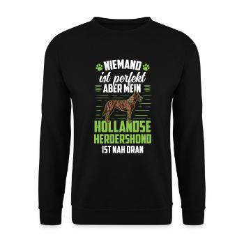 Mein Hollandse Herdershond ist perfekt - Unisex Pullover - Schwarz - Vorne - Alina (178cm) & Michal (187cm)