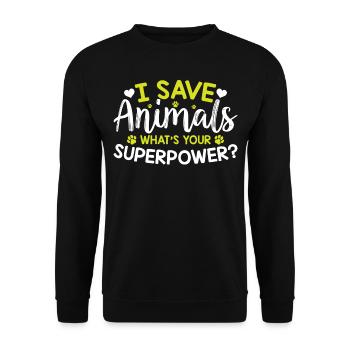 Animal Rights - I Save Animals Whats Your Superpow - Unisex Sweatshirt - black - Front - Alina (178cm) & Michal (187cm)