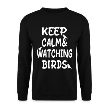 Vogelbeobachtung - Bleib Ruhig Und Beobachte Vögel - Unisex Pullover - Schwarz - Vorne - Alina (178cm) & Michal (187cm)