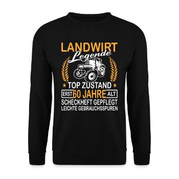 Landwirt Legende Top Zustand erst 60 Jahre alt - Unisex Pullover - Schwarz - Vorne - Alina (178cm) & Michal (187cm)