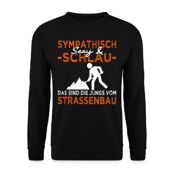 Strassenbauer - Strassenbau - Bauarbeiter - Unisex Pullover - Schwarz - Vorne - Alina (178cm) & Michal (187cm)