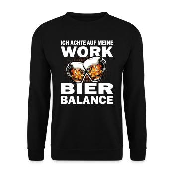 Achte auf meine Work Bier Balance - Bier Liebhaber - Unisex Pullover - Schwarz - Vorne - Alina (178cm) & Michal (187cm)