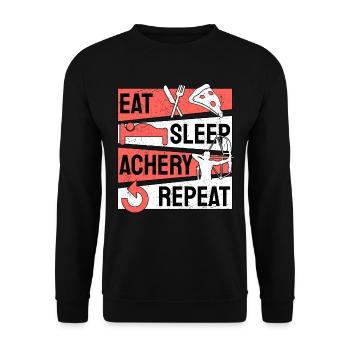 Manger dormir Achery Répéter le tir à l’arc - Sweat-shirt Unisexe - noir - Devant - Alina (178cm) & Michal (187cm)