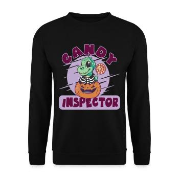 Dinosaurier Candy Inspector Halloween -Party - Unisex Pullover - Schwarz - Vorne - Alina (178cm) & Michal (187cm)