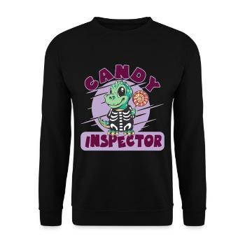 Dinosaurier Candy Inspector Halloween Party - Unisex Pullover - Schwarz - Vorne - Alina (178cm) & Michal (187cm)