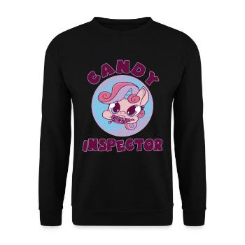 Einhorn Candy Inspector Lustige Halloween -Party - Unisex Pullover - Schwarz - Vorne - Alina (178cm) & Michal (187cm)