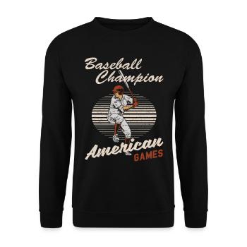 Baseball Champion Batter US Sport Geschenk - Unisex Pullover - Schwarz - Vorne - Alina (178cm) & Michal (187cm)
