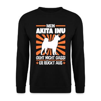 Akita Inu Gassi gehen japanischer Spitz - Unisex Pullover - Schwarz - Vorne - Alina (178cm) & Michal (187cm)