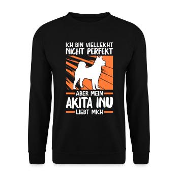 Mein Akita Inu liebt mich japanischer Spitz - Unisex Pullover - Schwarz - Vorne - Alina (178cm) & Michal (187cm)